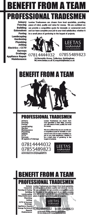 Leetas black and white advertisements