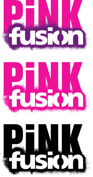 Pink Fusion Logos, full colour, pink-only and black