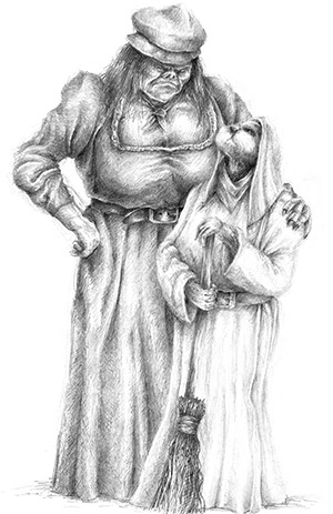 Pencil drawing of Slim and Saggy